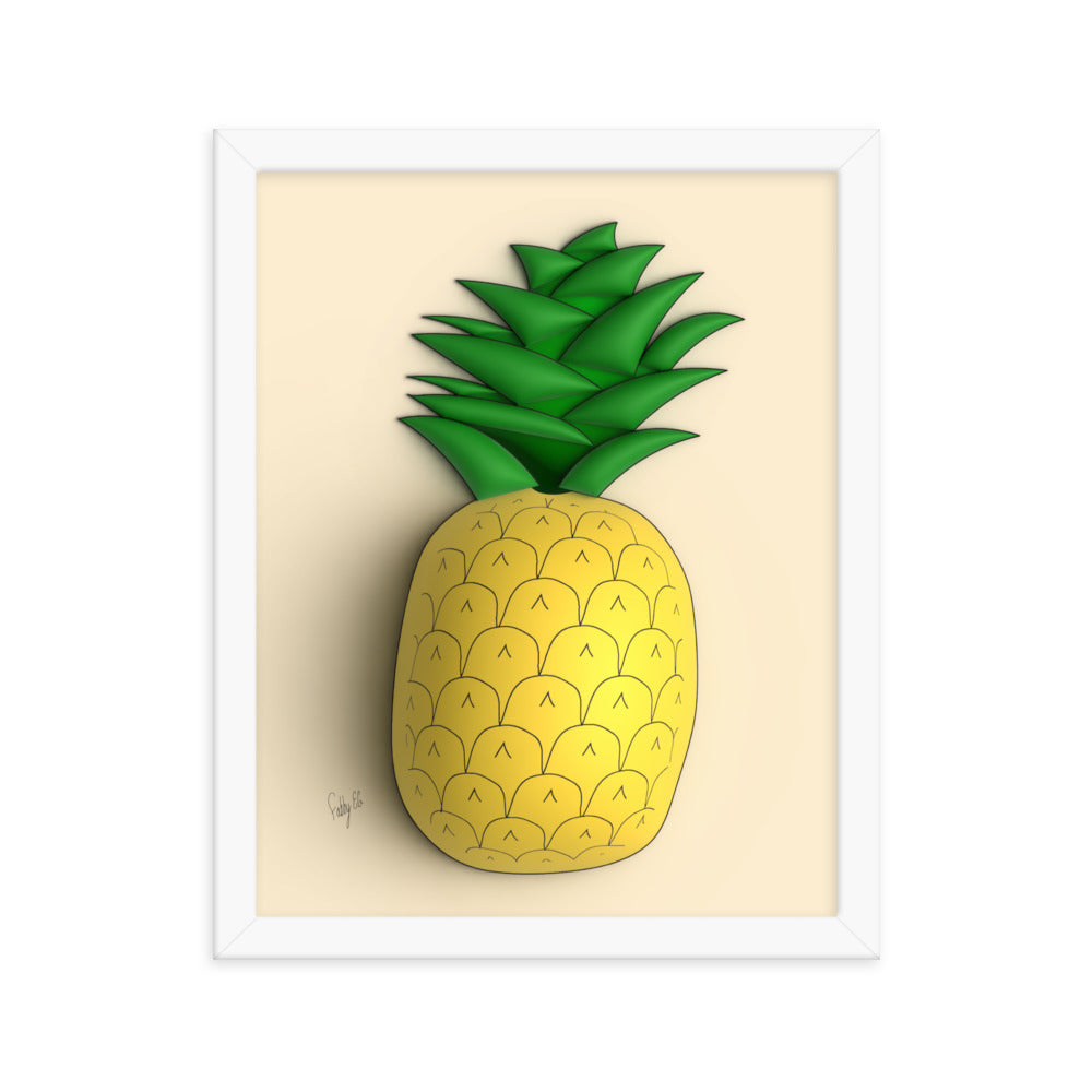 Pineapple 3D framed poster