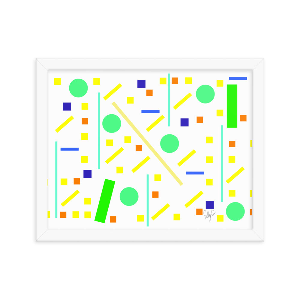 Squares and petite rectangles (white) framed poster