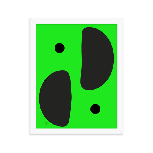 Mirror effect dots green framed poster