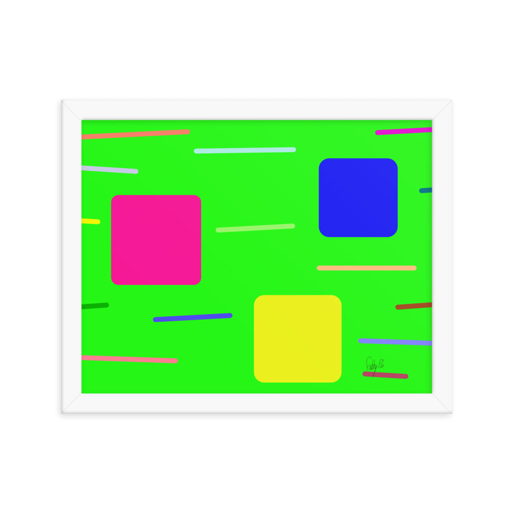 Time zone in a square green framed poster