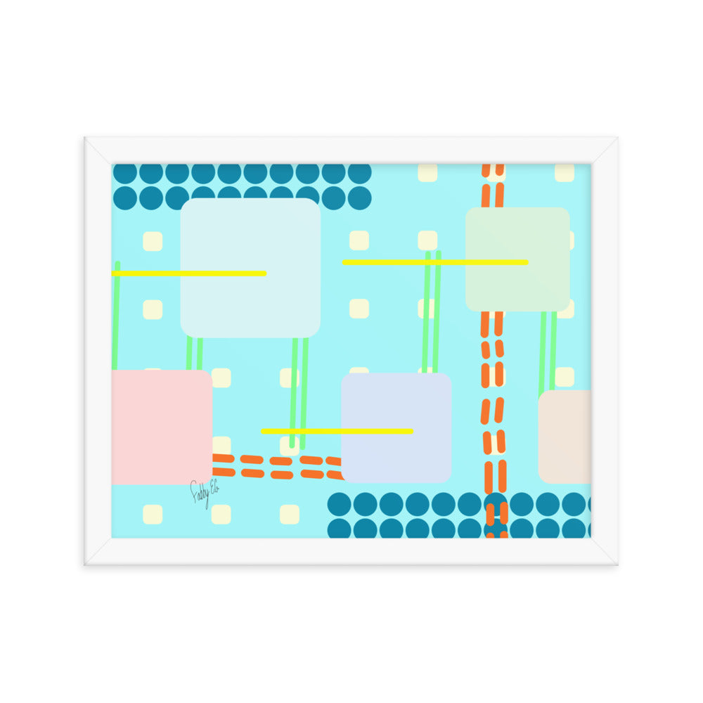 Off grid blue framed poster