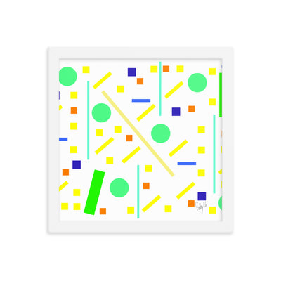 Squares and petite rectangles (white) framed poster