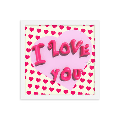 I love you heart framed poster