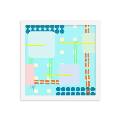 Off grid blue framed poster