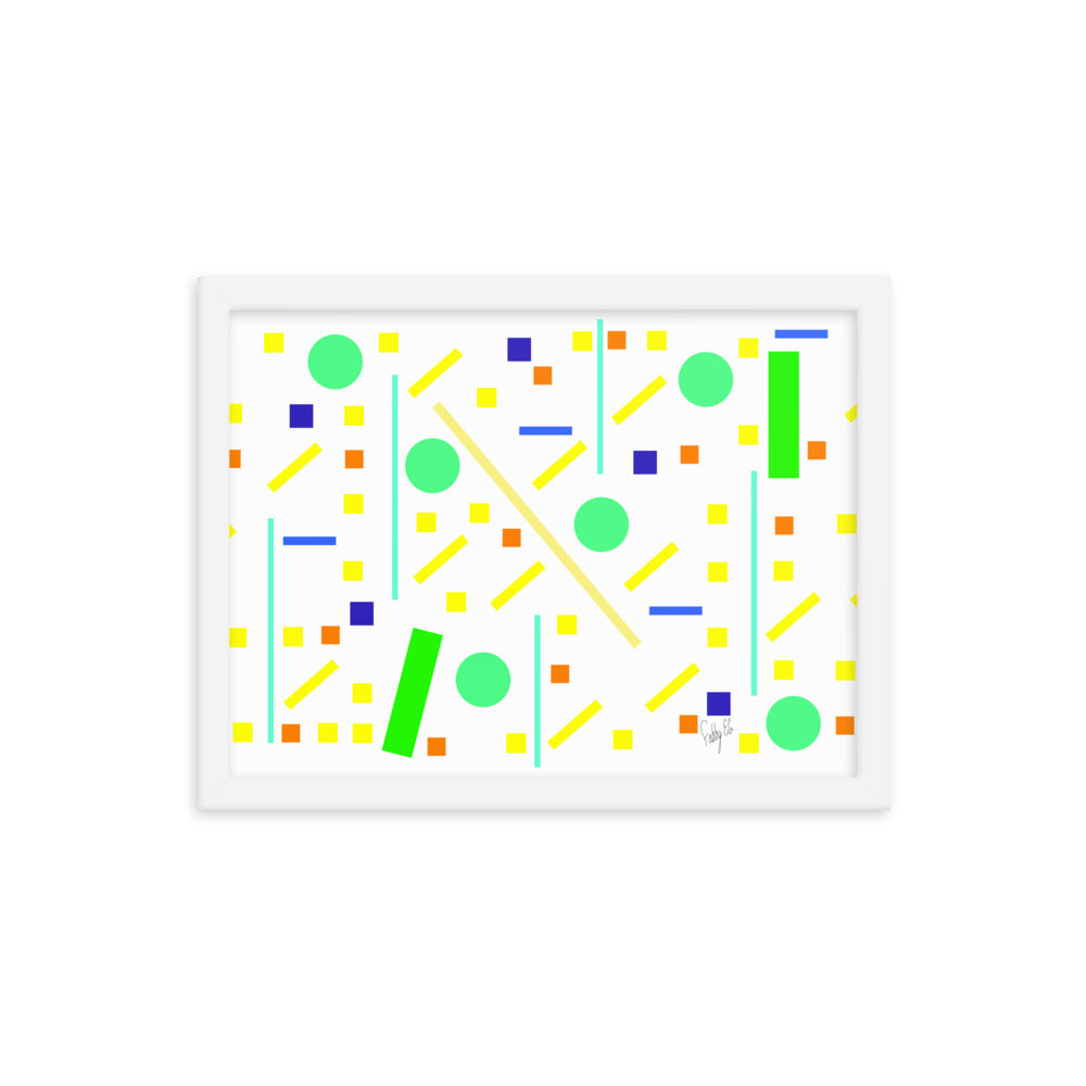 Squares and petite rectangles (white) framed poster