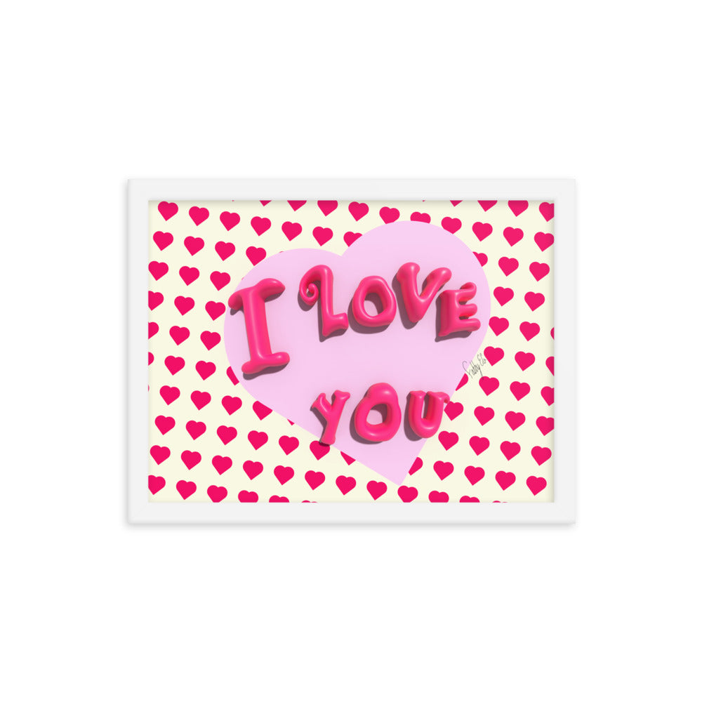 I love you heart framed poster