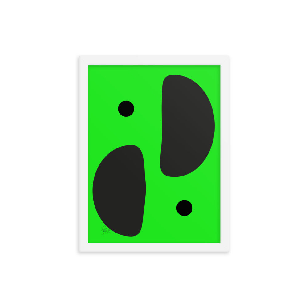 Mirror effect dots green framed poster