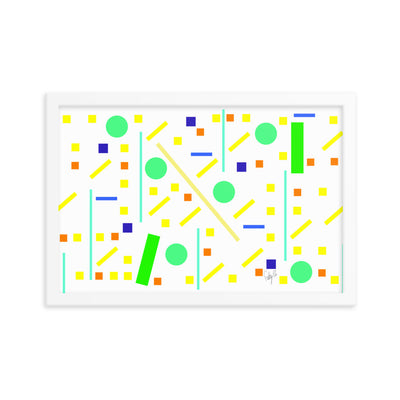 Squares and petite rectangles (white) framed poster