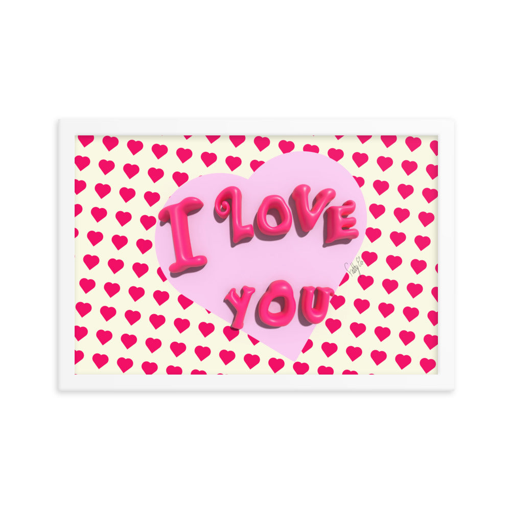 I love you heart framed poster