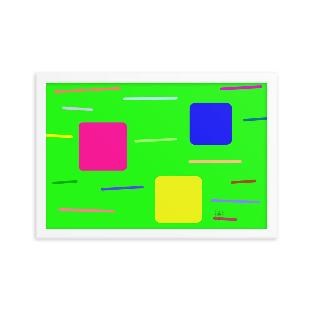 Time zone in a square green framed poster