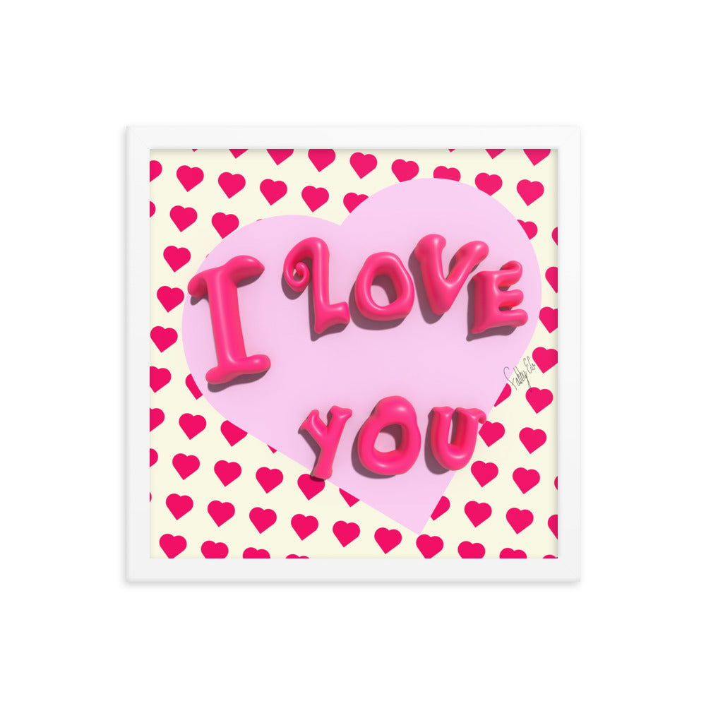 I love you heart framed poster