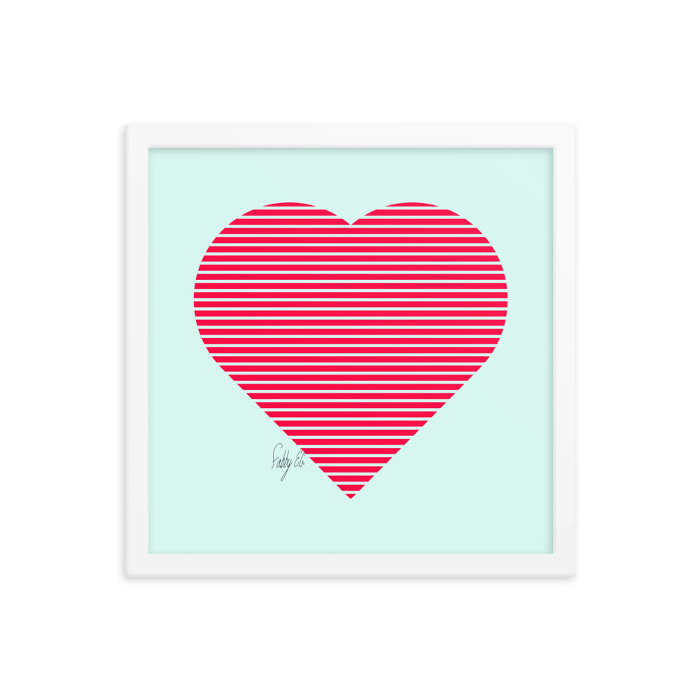 In love (passion heart stripes) framed poster