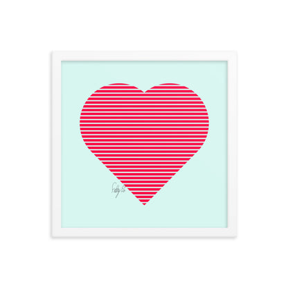 In love (passion heart stripes) framed poster