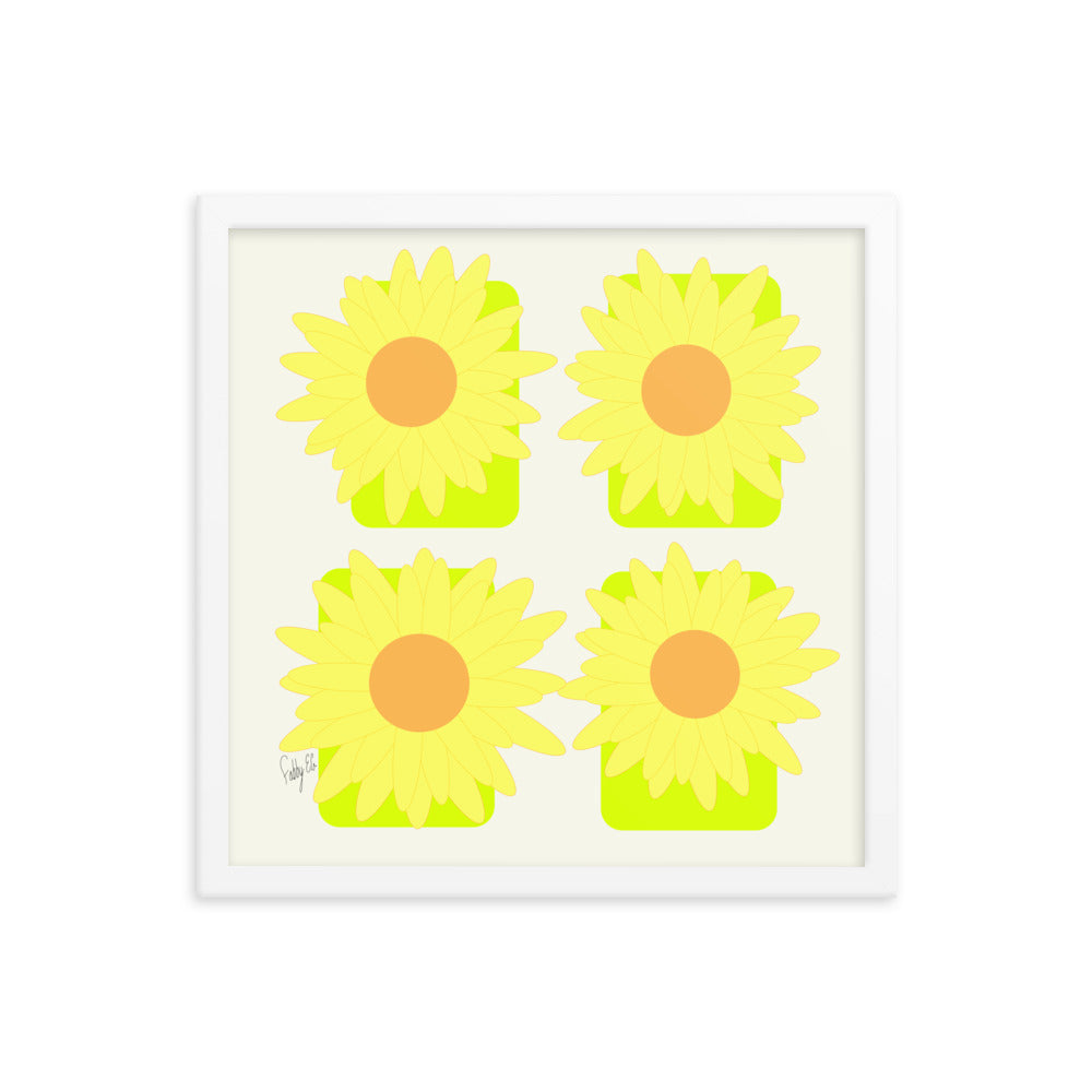 Sunflower squares framed poster