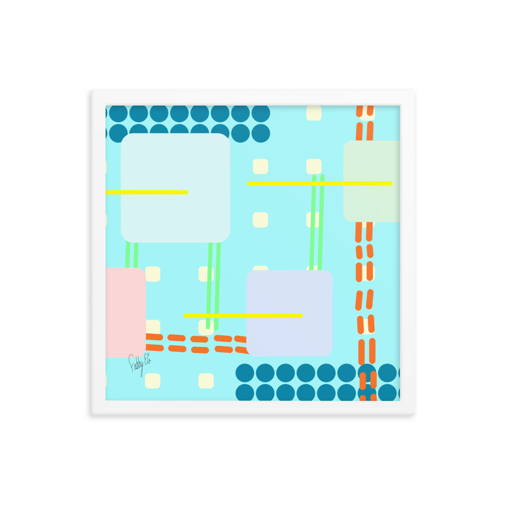 Off grid blue framed poster