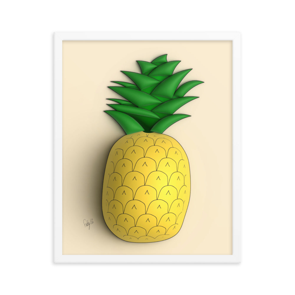 Pineapple 3D framed poster