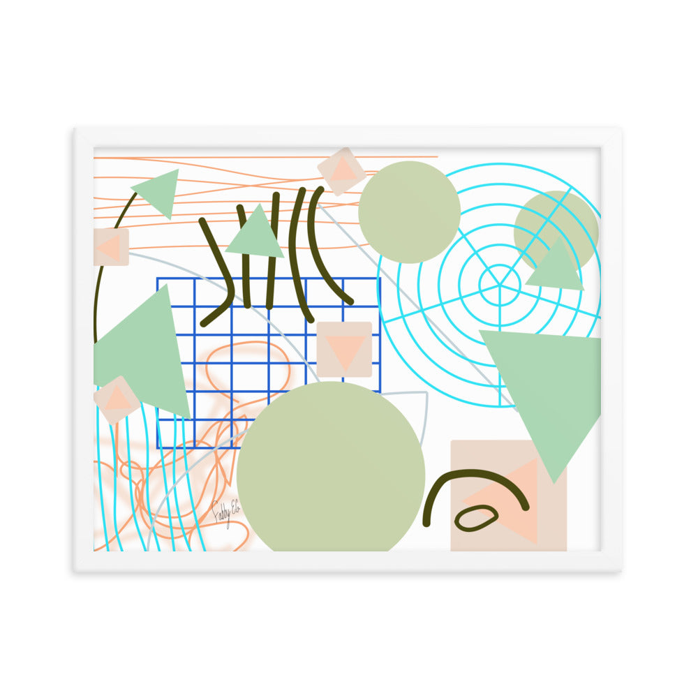 Triangular green circles framed poster