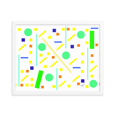 Squares and petite rectangles (white) framed poster