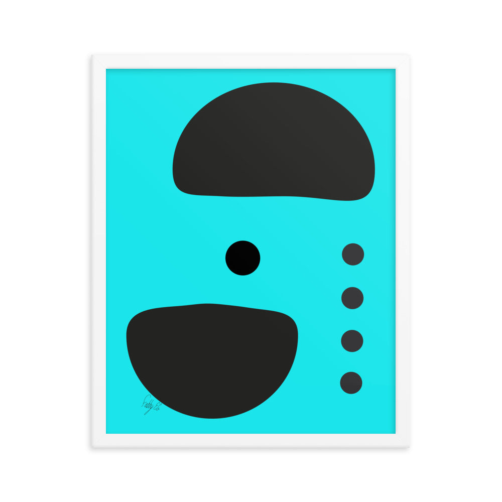 Dots taking sides blue framed poster