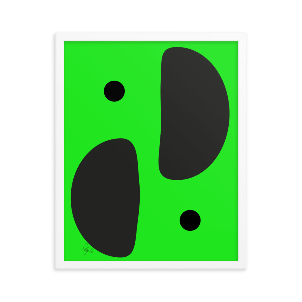 Mirror effect dots green framed poster