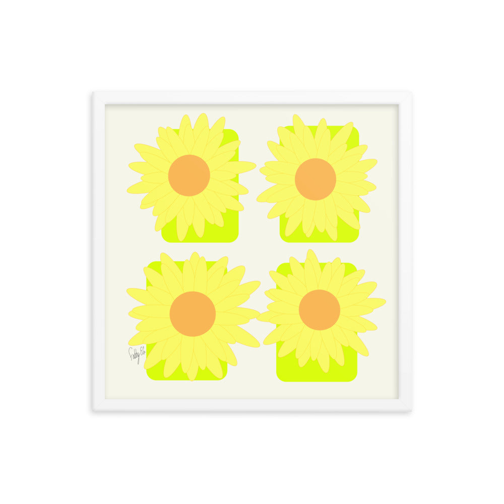 Sunflower squares framed poster