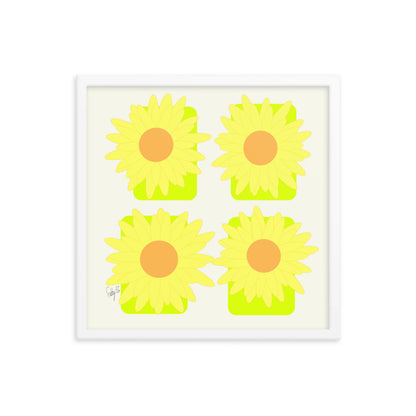 Sunflower squares framed poster