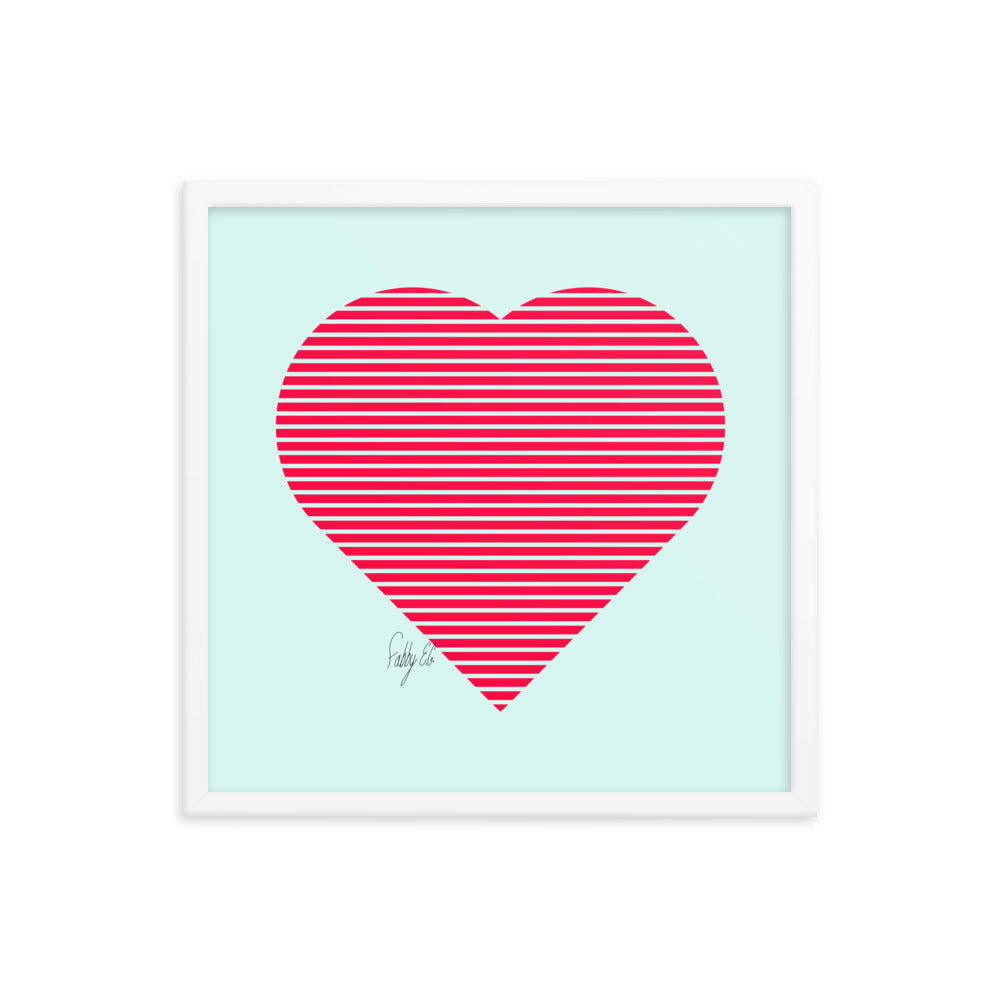 In love (passion heart stripes) framed poster