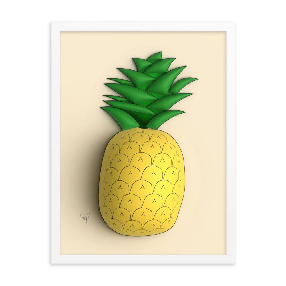 Pineapple 3D framed poster