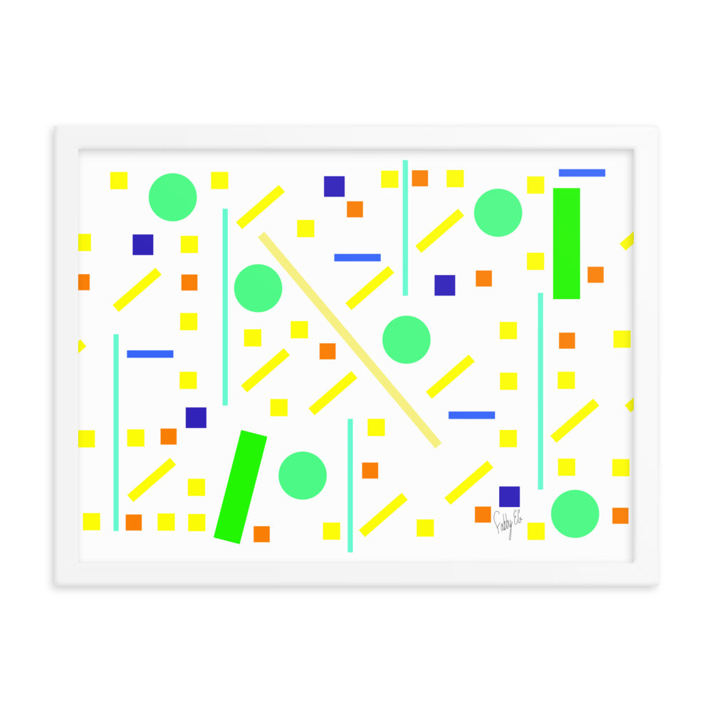 Squares and petite rectangles (white) framed poster