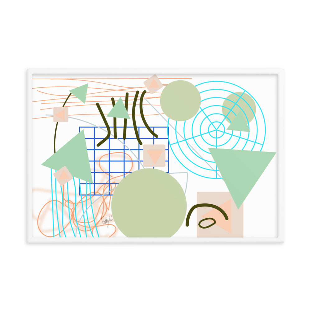 Triangular green circles framed poster