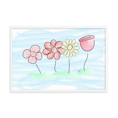 Buying myself four flowers framed poster