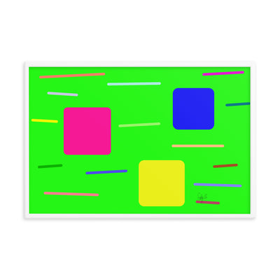 Time zone in a square green framed poster