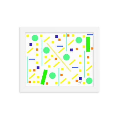 Squares and petite rectangles (white) framed poster