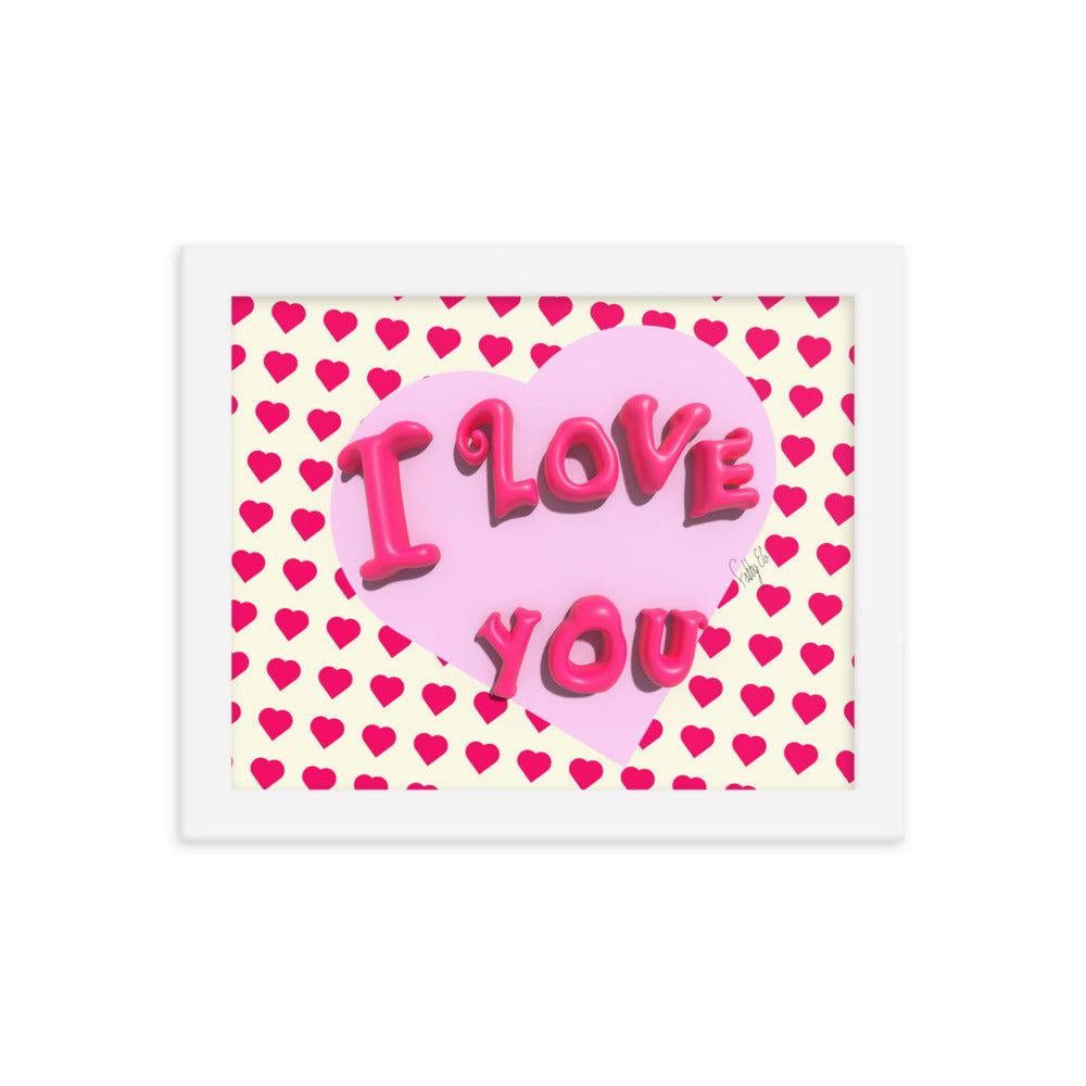 I love you heart framed poster