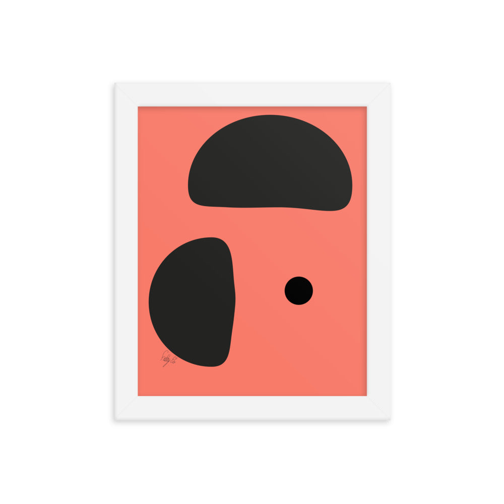 Opposite dots salmon framed poster