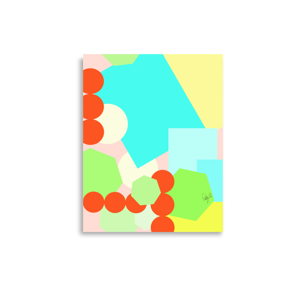 Geometric shapes crowded on peach Poster