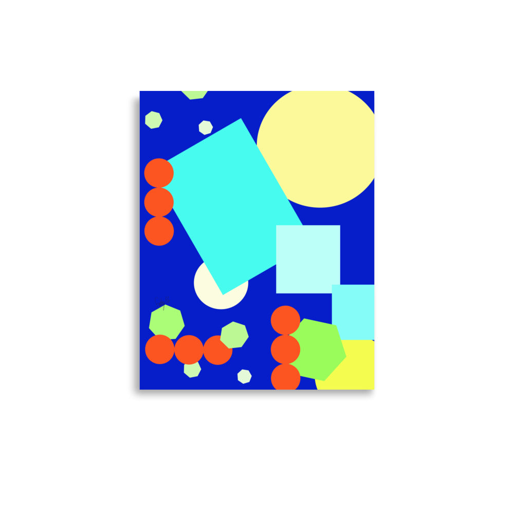 Geometric shapes in blue Poster