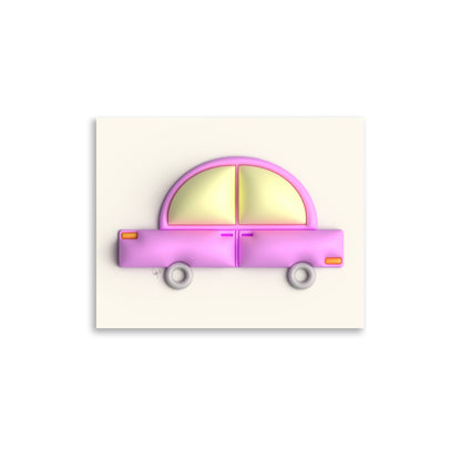 Pink car in yellow Poster