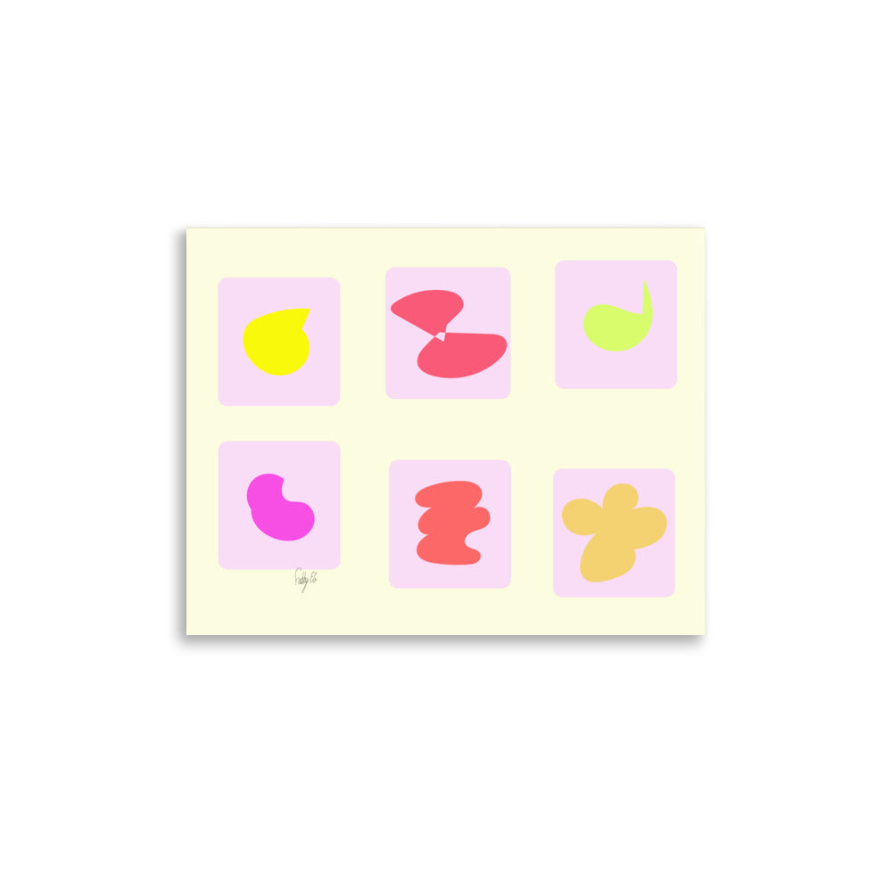 Pink squares in motion Poster