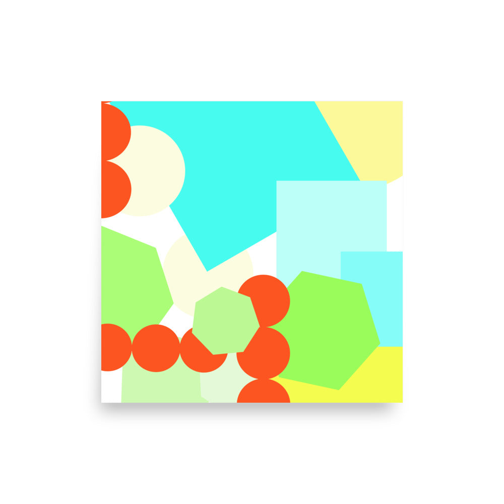 Geometric shapes crowded on white Poster