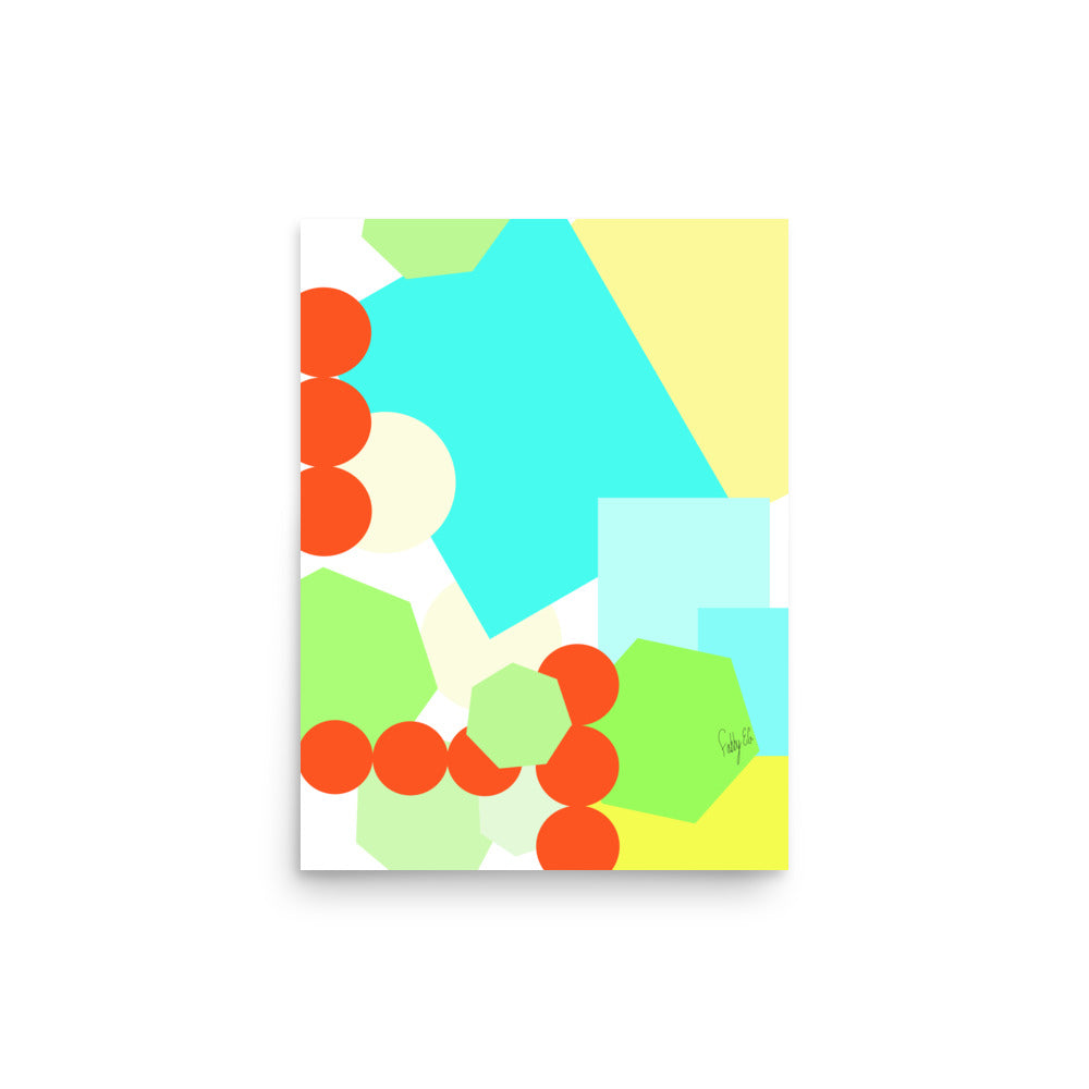 Geometric shapes crowded on white Poster