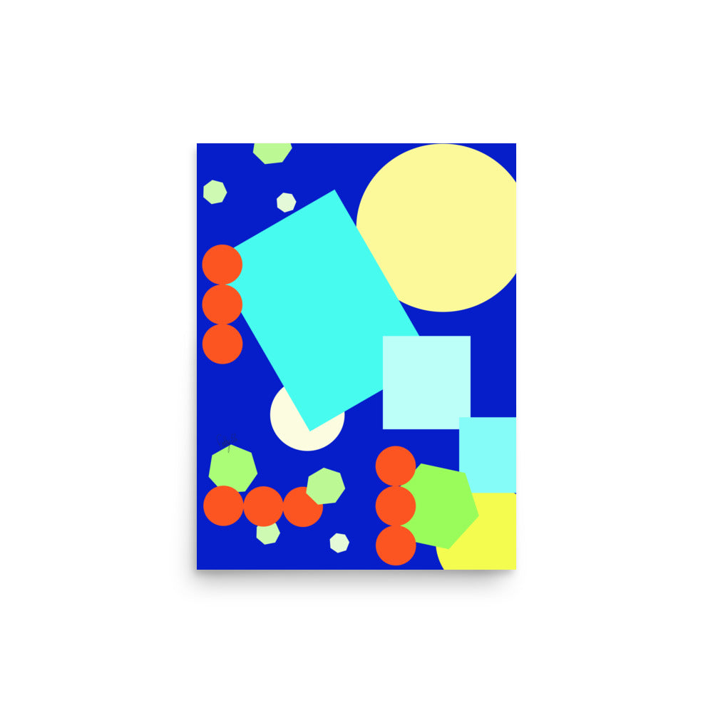 Geometric shapes in blue Poster