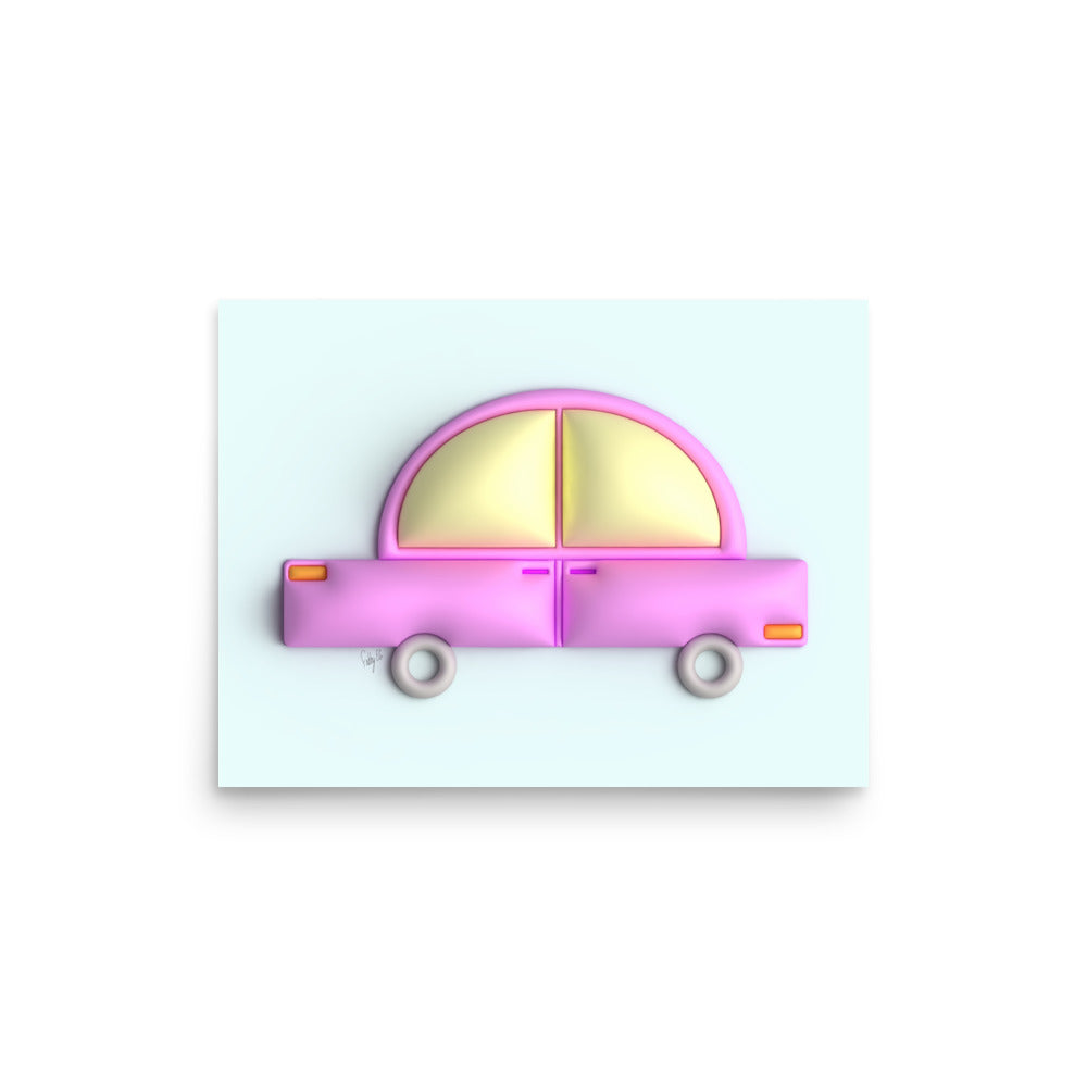 Pink car in blue Poster