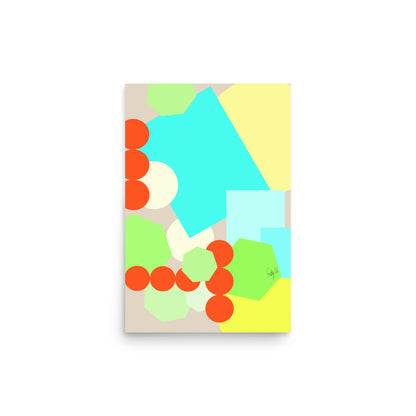 Geometric shapes crowded on tan Poster