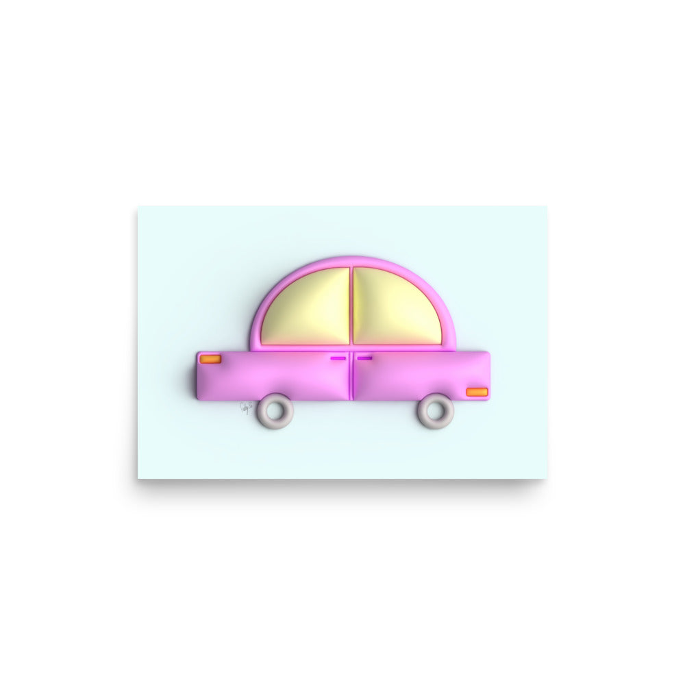 Pink car in blue Poster