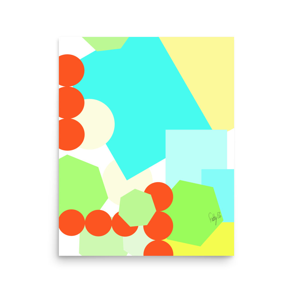 Geometric shapes crowded on white Poster