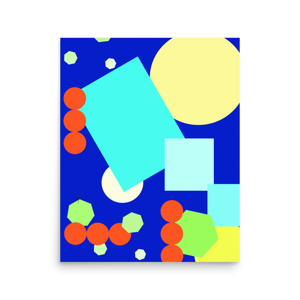 Geometric shapes in blue Poster