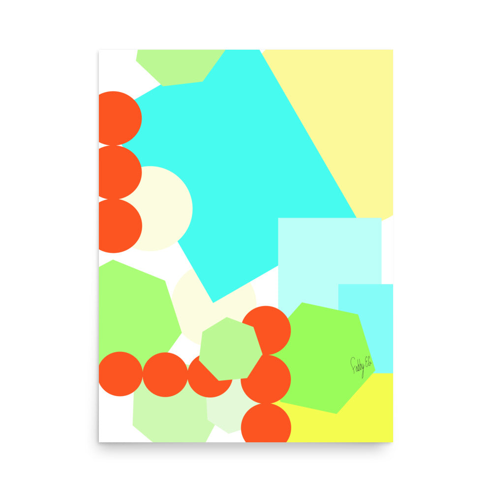 Geometric shapes crowded on white Poster