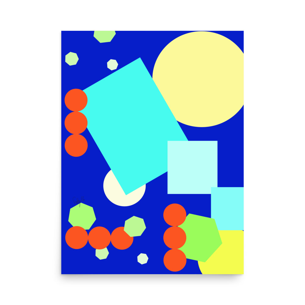 Geometric shapes in blue Poster