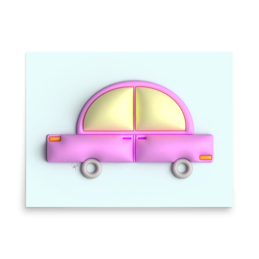 Pink car in blue Poster